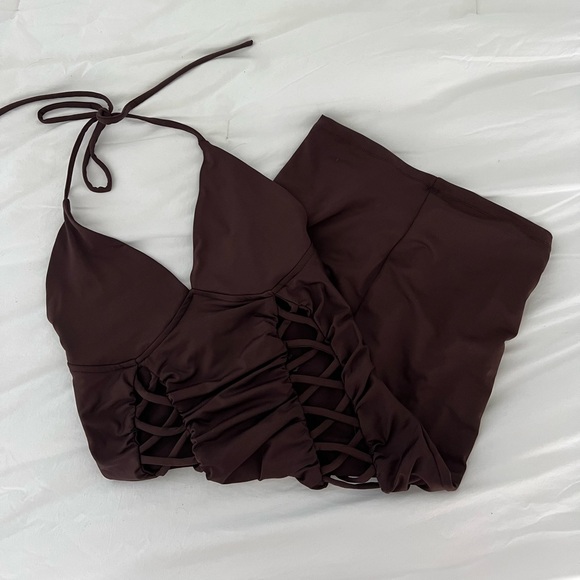 Brown Halter Mini Dress - Picture 4 of 4